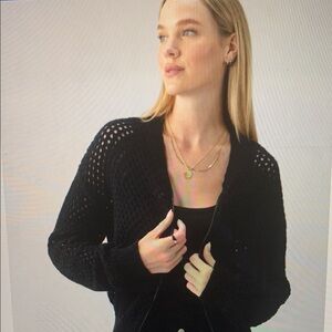Women’s open knit bomber sweater